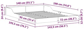 Estrutura da Cama Castanho 140 x 190 cm Madeira de pinho maciça