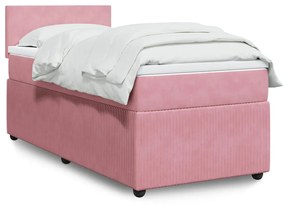 Cama com molas/colchão 90x190 cm veludo rosa