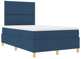 Cama Box com Colchão e LED Azul 120x190 cm Tecido