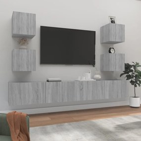 vidaXL Conjunto móveis de TV 6 pcs madeira processada sonoma cinza
