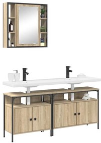 Conjunto de Armários para Banheiro 3 pcs Carvalho sonoma