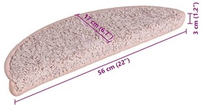 Tapete/carpete para degraus 15 pcs 65x21x4 cm rosa claro