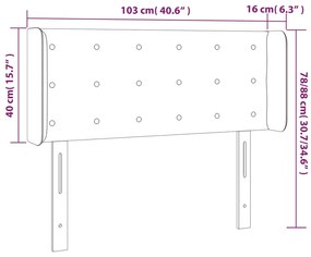 Cabeceira cama c/ luzes LED tecido 103x16x78/88cm cinza-escuro