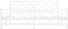 Estrutura de cama com cabeceira e pés 180x200 cm metal branco