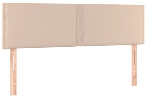 Cama box spring c/colchão/LED 140x200cm couro artif. cappuccino