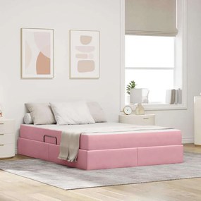 vidaXL Cama com arrumação e colchão Rosa 140 x 200 cm Veludo