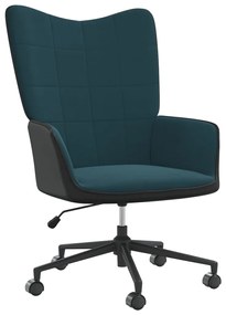 327918 vidaXL Cadeira de descanso PVC e veludo azul