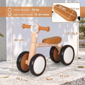 Bicicleta de Equilíbrio Dobrável para Bebé, 57 x 28,5 x 40 cm, Assento e Guiador Ajustáveis, Cor-de-rosa