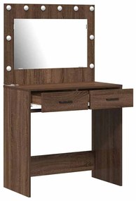 Mesa de Maquiagem vidaXL com Luzes LED Castanho Carvalho 78,5x41x135 c