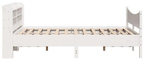 Estrutura de cama com cabeceira 160x200 cm pinho maciço branco