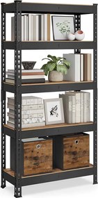 Estante para cargas pesadas com 5 prateleiras 30 x 75 x 150 cm preto e castanho vintage