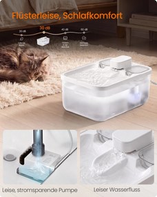 Beberouro para gatos , 4,5 L, silencioso 28,7 x 19,3 x 17,3 cm, com 3 filtros branco