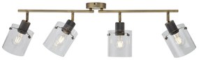 Foco de teto de design bronze com vidro transparente 4 luzes - Domo Moderno