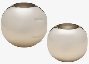 Conjunto De 2 Vasos Em Aço Brania Cinza Cromado - Sklum