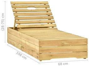Espreguiçadeira de jardim com mesa e almofadão pinho impregnado