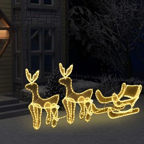 vidaXL Iluminação Natal formato 2 renas/trenó com rede 648 luzes LED