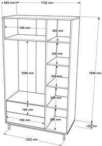 Roupeiro ON15 – Nogueira – 112,2 x 195,6 x 55 cm