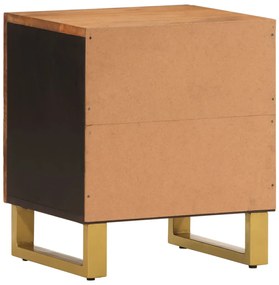 Mesa de cabeceira madeira de mangueira maciça castanho e preto