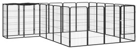 vidaXL Parque p/ cães c/ 22 painéis 50x100 cm aço revestido a pó preto