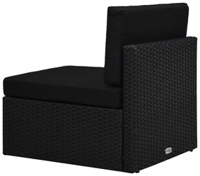 7 pcs conjunto lounge de jardim c/ almofadões vime PE preto