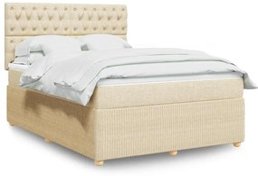 vidaXL Cama com molas/colchão 160x200 cm tecido cor creme