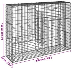 Cesto gabião com cobertura 200x50x150 cm ferro galvanizado