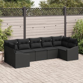 Conjunto de Jantar de Jardim em 7 Peças com Almofadas em Rattan Poliés