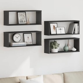 vidaXL Prateleiras parede forma de cubo 4 pcs derivados madeira cinza
