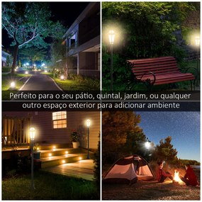 Outsunny Conjunto de Candeeiros Solares de Jardim com Luzes LED Branca