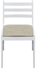 Cadeiras de jantar 2 pcs seringueira maciça e veludo branco