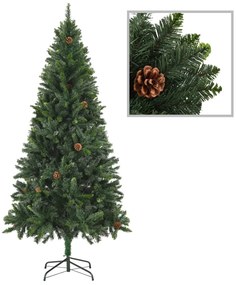 vidaXL Árvore de Natal artificial com pinhas 180 cm verde