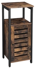 Armário lateral com portas ripadas e 2 prateleiras abertas | VASAGLE | 37 x 30 x 81 cm | antigo|preto | LSC34BX.