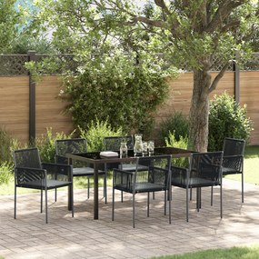 Conjunto de Jantar de Jardim de 7 Peças com Almofadas em Rattan de Pol
