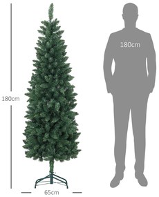 Árvore de Natal Tipo Lápis 180 cm com Base Dobrável e 479 Ramos para  Escritório Verde