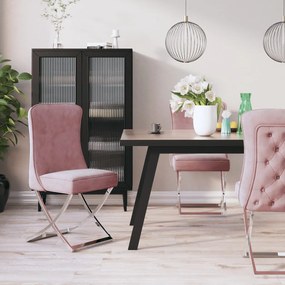 Cadeiras de jantar 2 pcs 53x52x98 cm veludo/aço inox. rosa