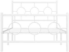 Estrutura de cama com cabeceira e pés 100x190 cm metal branco