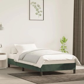 Estrutura de cama sem colchão 90x200 cm veludo verde-escuro