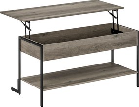 HOMCOM Mesa de Centro com Tampo Elevável Mesa de Sala com Compartimento Oculto e Prateleira Aberta 95x40x59cm Cinza | Aosom Portugal