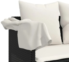 5 pcs conjunto sofás de jardim com almofadões vime PE preto