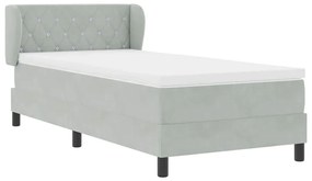 Cama Box Spring com Colchão Cinza Claro 90x190 cm Veludo