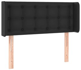 Cabeceira de cama c/ LED couro artificial 103x16x78/88 cm preto