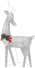 Família de renas de Natal 270x7x90 malha branco prateado