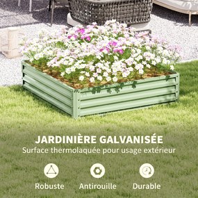 Floreira de Jardim Elevada, 120 x 120 x 30 cm, Resistente à Ferrugem, Verde-Claro