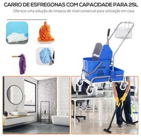 Carro de Limpeza Profissional Balde de Esfregona com Rodas Balde Remov