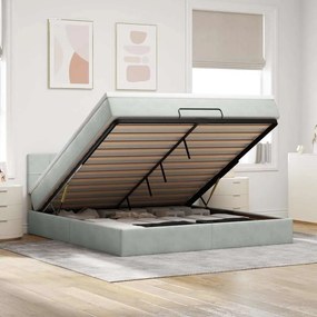 Estrutura de cama otomana com colchão 160x200 cm cinzento claro
