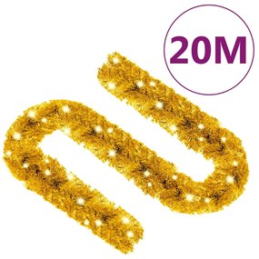 Grinalda de Natal com luzes LED 20 m dourado