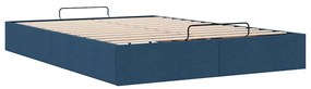Estrutura de cama otomana sem colchão 140x190 cm tecido azul