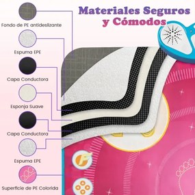 Tapete de dança para crianças com 8 músicas, 3 modos de jogo, ajuste de dificuldade e volume para crianças com mais de 3 anos, 95 x 94 cm, rosa