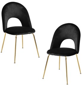Pack 2 Cadeiras Dawa Gold Veludo - Preto