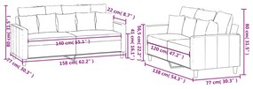 2 pcs conjunto de sofás com almofadões veludo cinzento-escuro